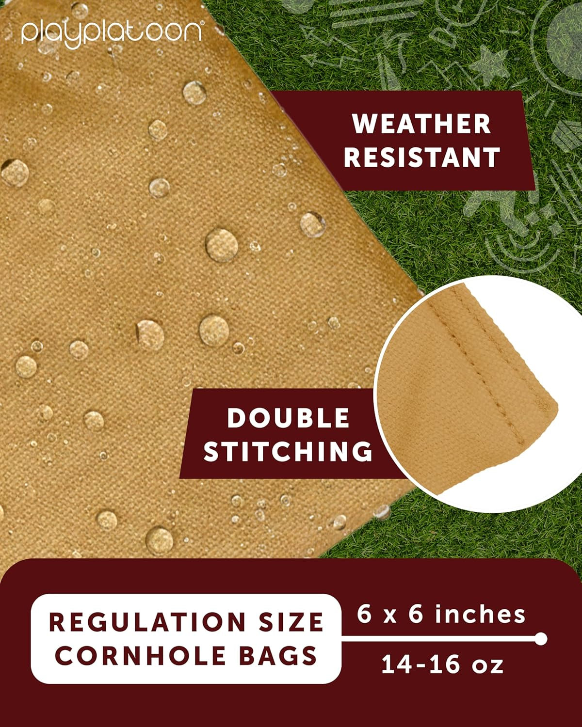 Premium Weather Resistant Duckcloth Cornhole Bags - Set of 8 Bean Bags for Corn Hole Game - Regulation Size & Weight